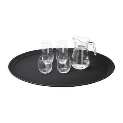 Black Oval Anti-Slip Tray 68.5cm Polypropylene | Olympia Kristallon 3
