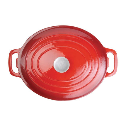 Oval Induction Cast Iron Casserole Red 6L | Vogue 3