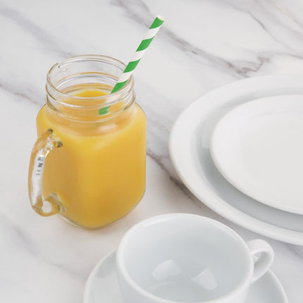 Compostable Green-White Striped Paper Straws | Fiesta | 250 Pieces 3