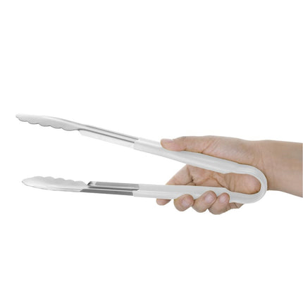 Stainless Steel Color-Coded Serving Tongs White | Hygiplas | 30cm 2