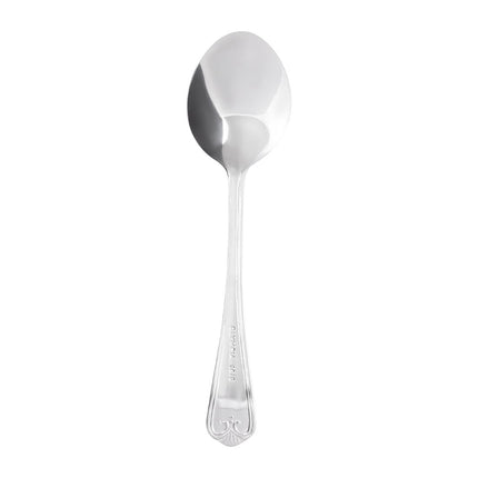Dessert Spoons | Olympia Jesmond | 12 Pieces | Polished 18/0 Stainless Steel with Shell Pattern Handle 4