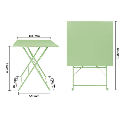 Square Steel Folding Table Light Green 600mm | Bolero 6