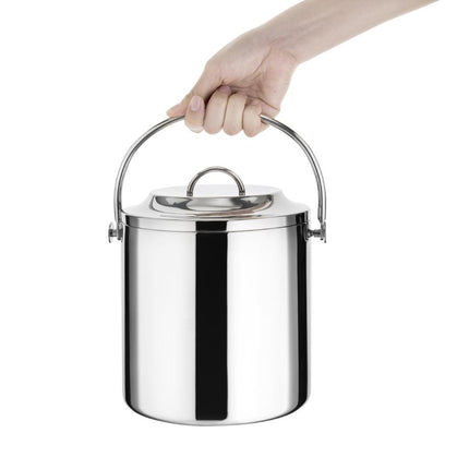 Olympia Stainless Steel Ice Bucket with Lid 3.3L | Double-Walled Insulation 3