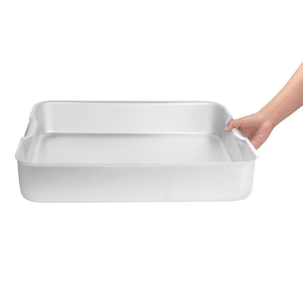 Extra Deep Aluminium Roasting Pan 100mm Depth with Integrated Handles | Vogue | 520mm 3