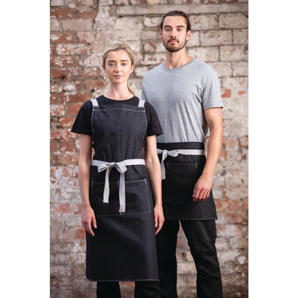 Black Denim Bistro Apron with Front Pocket | Southside | 40x76 cm 7