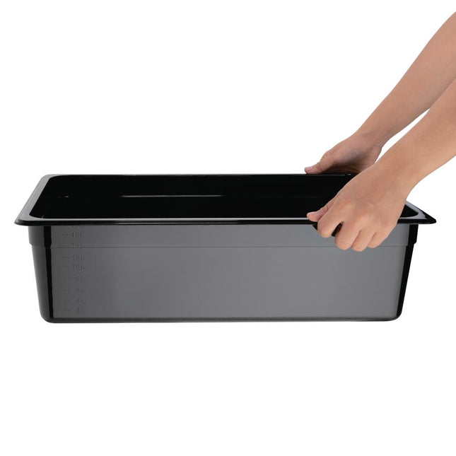 Polycarbonate Gastronorm Container 1/1 Black 150mm | Vogue 2
