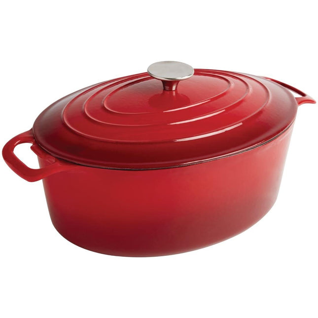 Oval Induction Cast Iron Casserole Red 5L | Vogue