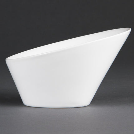 Oval Sloped Bowls 13.3x15.4cm White Porcelain (4 Pieces) | Olympia Whiteware 5