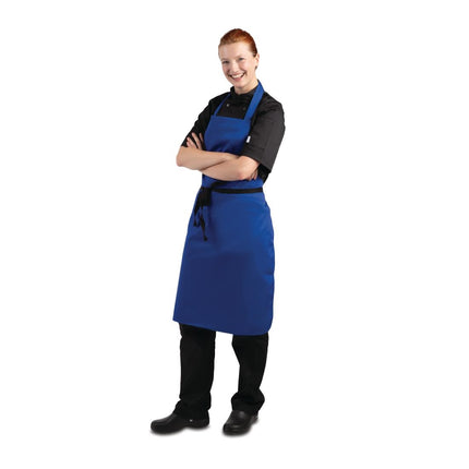 Durable Cobalt Blue Polyester-Cotton Halter Apron | Whites | 96.5x71.1 cm 5
