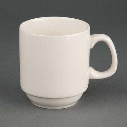 Stackable Ivory Mugs 285ml | Olympia | 12 Pieces
