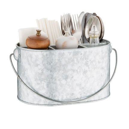 Galvanized Steel Table Caddy for Cutlery and Condiments | Olympia 4