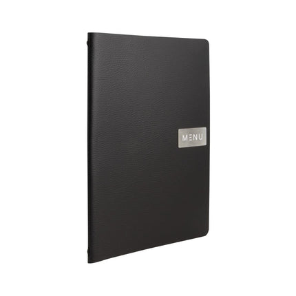 Black Raw Leather A4 Menu Book Cover | Securit Leather Series 5