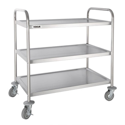 Stainless Steel 3-Tier Serving Trolley Large 93(h) x 86(b) cm | Vogue