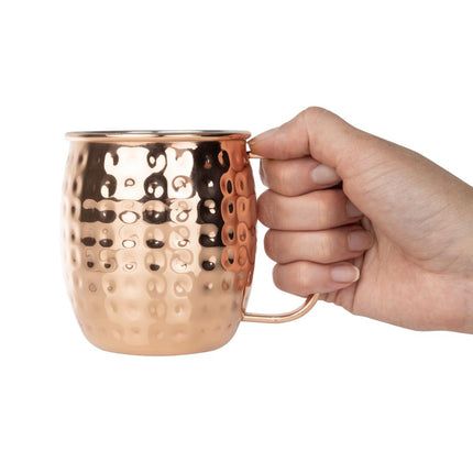 Hammered Copper-Coated Stainless Steel Mug 440ml | Olympia Barware 3