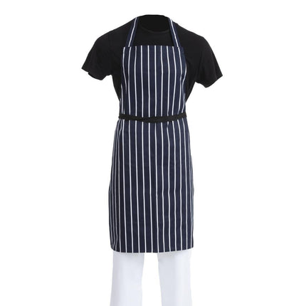 Striped Blue-White Polyester-Cotton Halter Apron | Whites