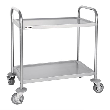 Stainless Steel 2-Tier Serving Trolley Small 82.5(h) x 71(b) cm | Vogue