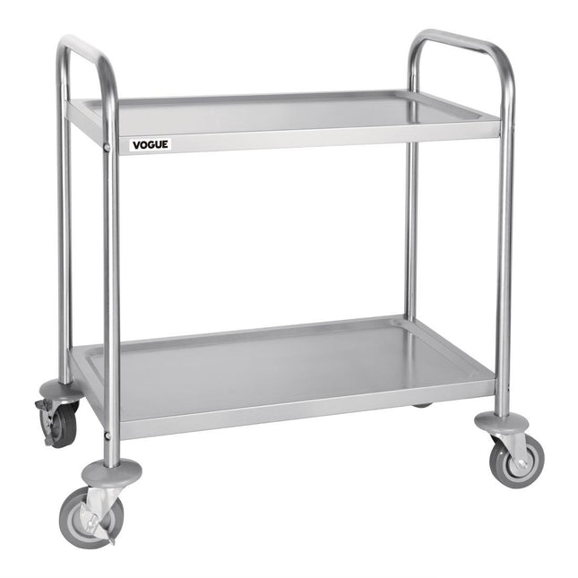 Stainless Steel 2-Tier Serving Trolley Small 82.5(h) x 71(b) cm | Vogue