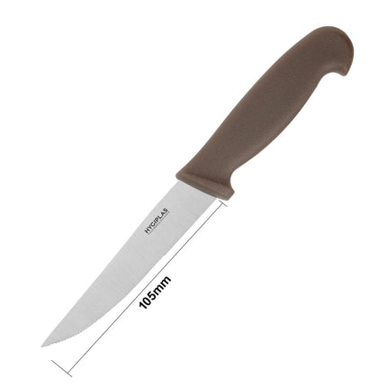 Serrated Vegetable Knife with Brown Handle | Hygiplas | 10.5cm Blade 5