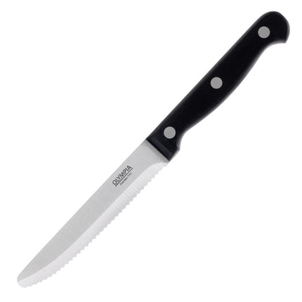 Steak Knives with Rounded Tip Black Handle 21.5cm | Olympia | Set of 12
