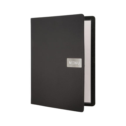 Black Raw Leather A4 Menu Book Cover | Securit Leather Series 7