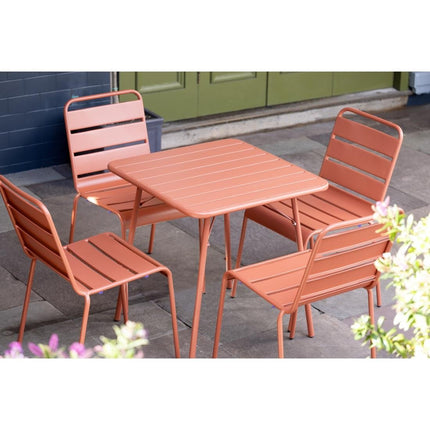 Terracotta Square Steel Bistro Table 700mm | Bolero 8