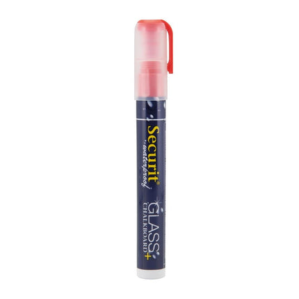 Securit Waterproof Chalk Marker for Glass and Chalkboards | Red, 2-6mm Tip