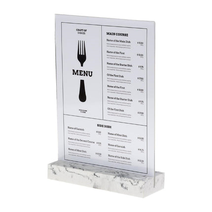 A4 Portrait Board Holder with Polystone Base White | Europel 2
