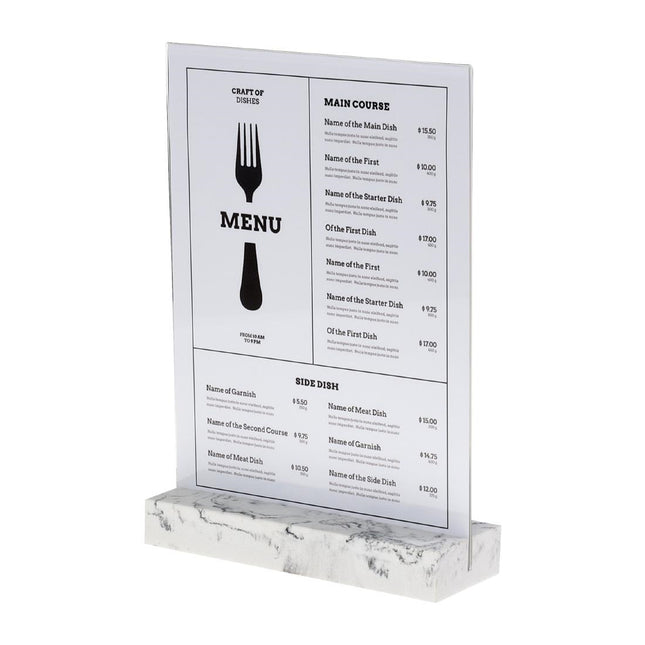 A4 Portrait Board Holder with Polystone Base White | Europel 2