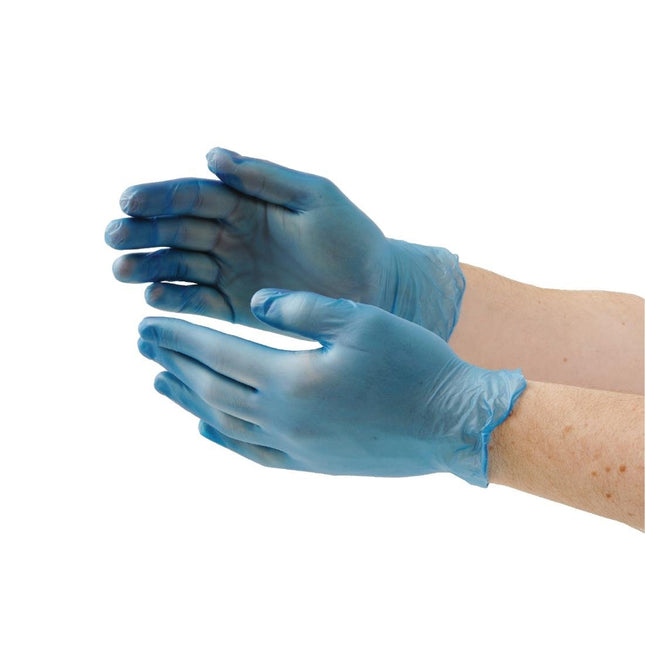 Blue Powdered Vinyl Disposable Gloves L | Hygiplas | 100 Pieces 2