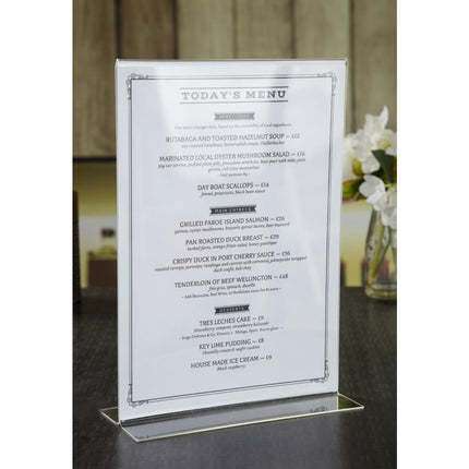 Acrylic Straight Menu Holder A4 | Olympia 3