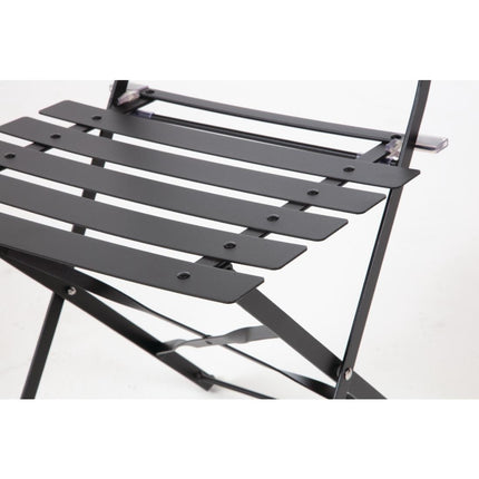 Bolero Black Steel Garden Bistro Set with Table and Two Chairs 7