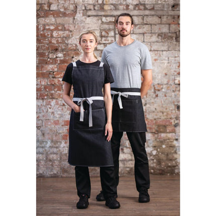 Black Denim Bistro Apron with Front Pocket | Southside | 40x76 cm 6