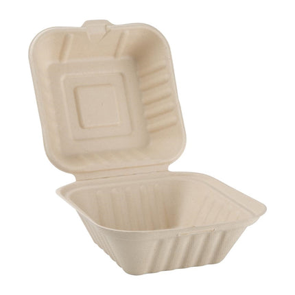 Compostable Bagasse Hamburger Boxes 152mm | Fiesta 2