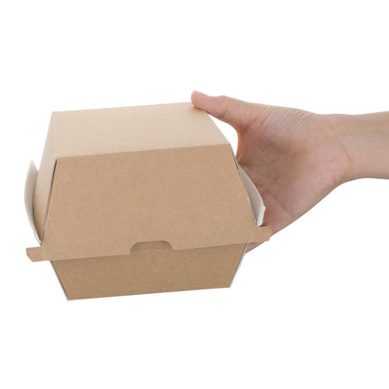 Compostable Kraft Hamburger Boxes Large Square 112mm | Fiesta (150 pcs) 4