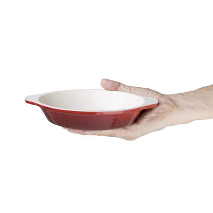 Oval Cast Iron Gratin Dish 0.65L | Vogue | Red 4