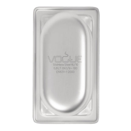 Stainless Steel GN 1/9 Container 100mm Depth | Vogue | 176x108mm 6