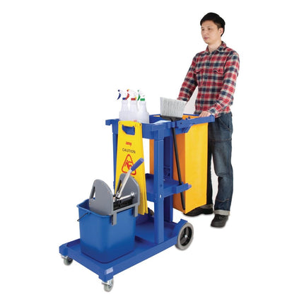 Jantex Cleaning Trolley with Shelves and Clips 6