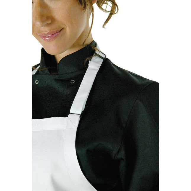 Adjustable White Halter Apron with Double Pocket | Chef Works 2