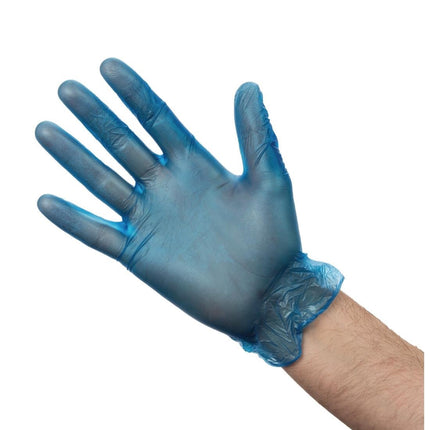 Blue Powdered Vinyl Disposable Gloves M | Hygiplas | 100 Pieces