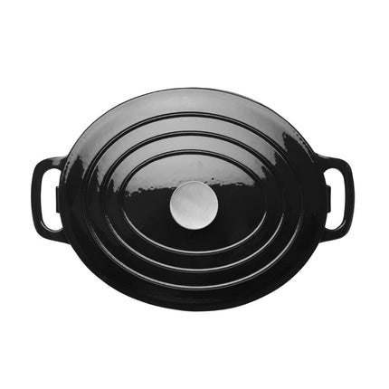 Oval Induction Cast Iron Casserole Black 5L | Vogue 3