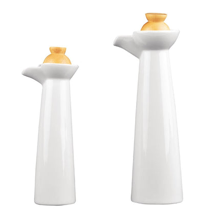 Whiteware Oil and Vinegar Set | Olympia | Wooden Tray and Stoppers 5