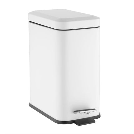 Slim Bathroom Pedal Bin White 5L | Jantex