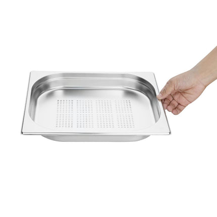 Vogue Perforated Stainless Steel GN 1/2 Pan 40mm 2