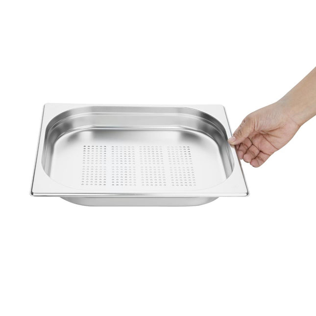 Vogue Perforated Stainless Steel GN 1/2 Pan 40mm 2
