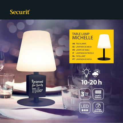 Black Wireless Table Lamp Michelle with 3 Attachable Chalkboard Labels | Securit 5