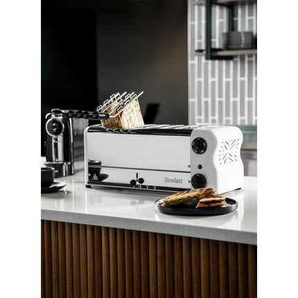 6-Slot White Toaster with Timer | Rowlett Esprit | Includes 2 Spare Elements & 2 Toast Holders 7