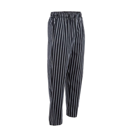 Baggy Chef Pants Black and White Striped | Chef Works Designer | S 3