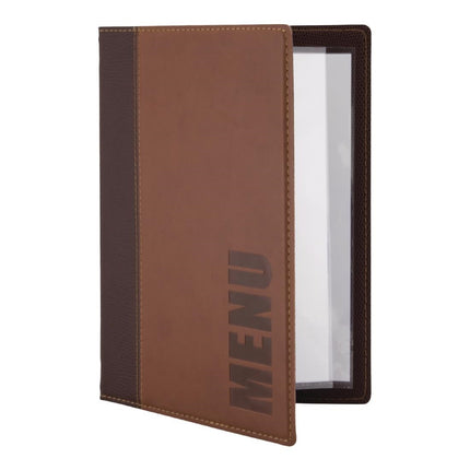 Synthetic Leather Menu Holder A5 Brown | Securit Trendy 4