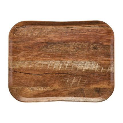 Versa Tray Brown Oak Woodgrain 360 x 460mm | Cambro | Durable Heat-Resistant Serving Tray
