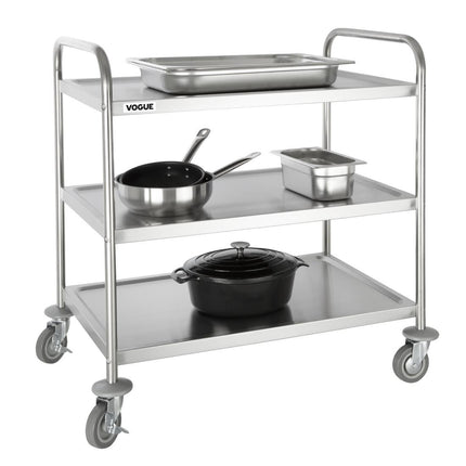 Stainless Steel 3-Tier Serving Trolley Large 93(h) x 86(b) cm | Vogue 2
